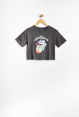T-shirt AERO coupe court carrée à imprimer graphique The Rolling Stones pour fille
