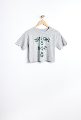 T-shirt AERO coupe court carrée à imprimer graphique Guns N' Roses pour fille