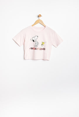 T-shirt AERO coupe court carrée à imprimer graphique Weekend Snoopy et Peanuts pour fille