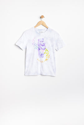 T-shirt AERO super doux teint noué à imprimer graphique Bisounours Hug Life pour fille