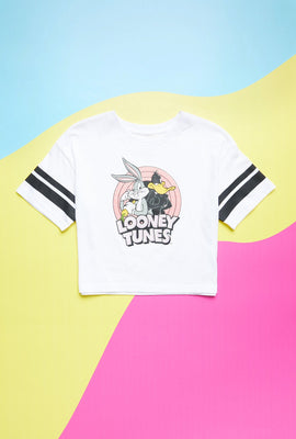 T-shirt AERO coupe écourtée carrée à imprimé graphique Looney Tunes Bugs et Daffy pour fille