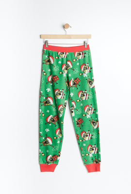 Pantalon pyjama micro polaire AERO à imprimer graphique Bob l'éponge de Noël pour garçon
