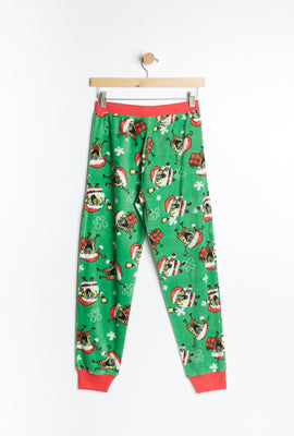 Pantalon pyjama micro polaire AERO à imprimer graphique Bob l'éponge de Noël pour garçon
