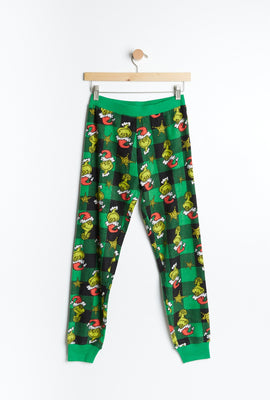 Pantalon pyjama micro polaire AERO à carreaux à imprimer graphique Le Grincheux pour garçon