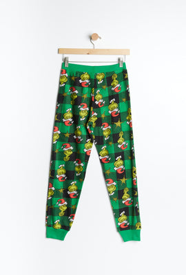 Pantalon pyjama micro polaire AERO à carreaux à imprimer graphique Le Grincheux pour garçon