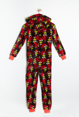 Combinaison à capuchon AERO super doux pelucheux à carreaux graphique Le Grincheux pour enfant