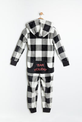 Combinaison à capuchon AERO super doux pelucheux graphique Holiday Famjam pour enfant