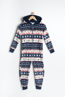 Combinaison à capuchon AERO super doux pelucheux graphique Holiday Famjam pour enfant