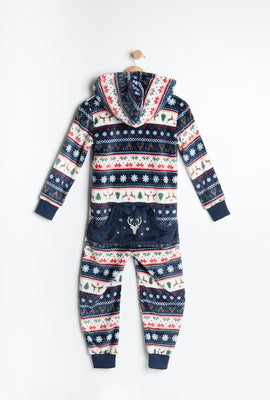 Combinaison à capuchon AERO super doux pelucheux graphique Holiday Famjam pour enfant