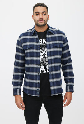 Chemise boutonnée de travail en flanelle douce à carreaux