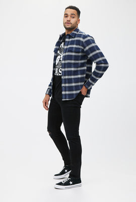 Chemise boutonnée de travail en flanelle douce à carreaux