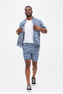 Printed Linen Flat Front Short
