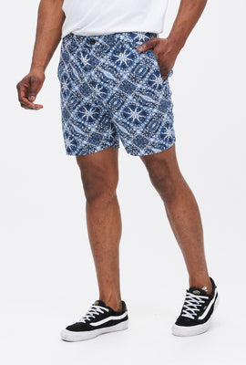 Printed Linen Flat Front Short