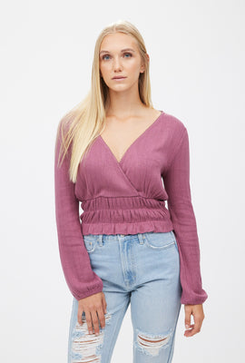 Haut surplis en tricot pointelle manche long