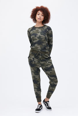 Jogger en jersey de coton avec motif camouflage
