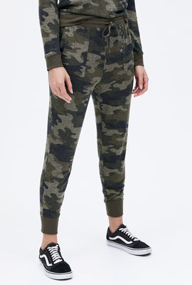 Jogger en jersey de coton avec motif camouflage
