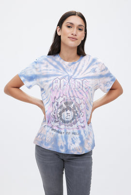 T-shirt teint noué coupe garçonne AC/DC