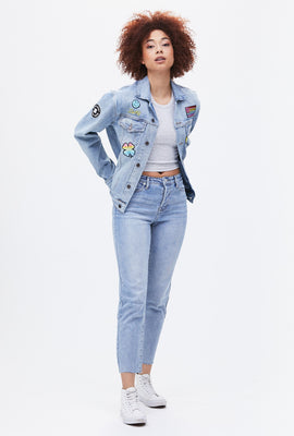 Jean à taille haute avec motif PRIDE brodé