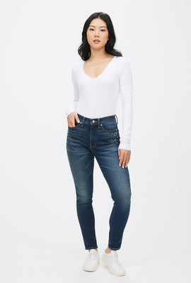 Jean Bridgette ajusté taille haute