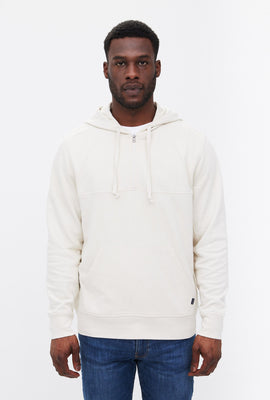 Pull à capuchon demi-zip délavé à l'acide mineral