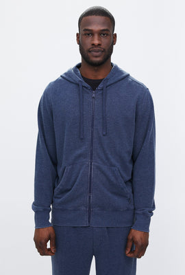 Pull à capuchon zippé délavé effet usé en Vintage Burnout