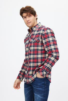 Chemise boutonnée en flanelle à carreaux