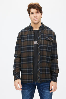 Chemise boutonnée en flanelle à carreaux