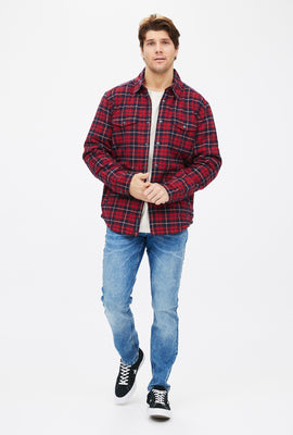 Veste chemise à carreaux doublés en sherpa