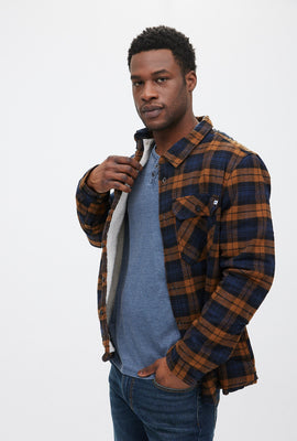 Veste-chemise à carreaux doublés en sherpa