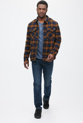 Sherpa-Lined Plaid Shirt Jacket