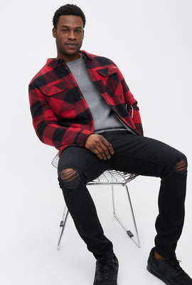 Veste-chemise à carreaux doublés en sherpa