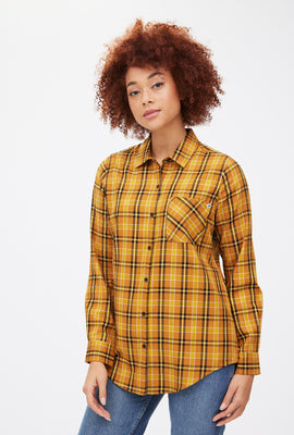 Chemise à carreaux boutonnée coupe garçonne