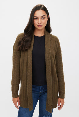 Cardigan en tricot pointelle ouvert à l'avant