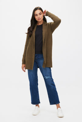 Cardigan en tricot pointelle ouvert à l'avant