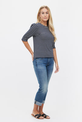 Pointelle Striped Top