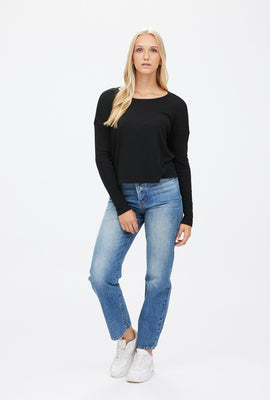Boxy Crew Neck Long Sleeve Top