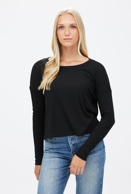 Boxy Crew Neck Long Sleeve Top
