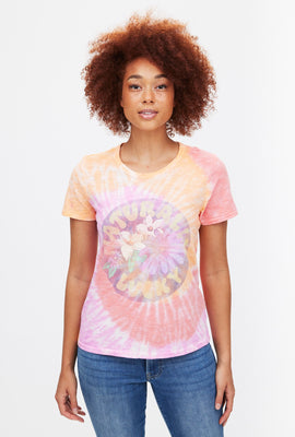 T-shirt noué teint à imprimé Naturally Lucky