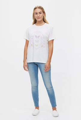 T-shirt coupe garçonne à imprimé Naturally Lucky
