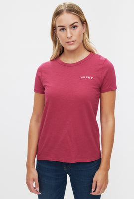 T-shirt classique à imprimé Lucky smile