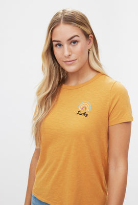 T-shirt classique brodé Lucky arc-en-ciel