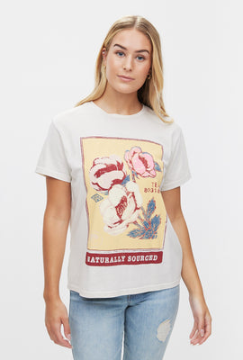 T-shirt coupe garçonne à imprimé fleurie Naturally Sourced