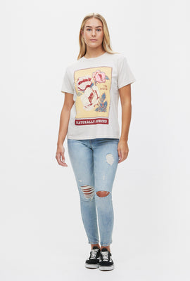 T-shirt coupe garçonne à imprimé fleurie Naturally Sourced