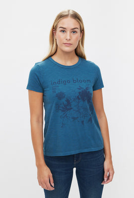 T-shirt classique à imprimé Indigo Bloom