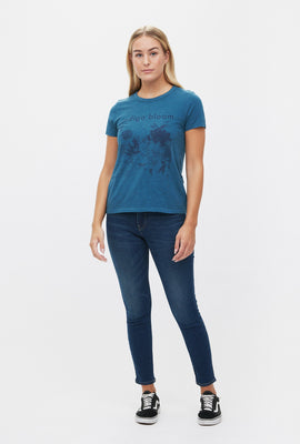 T-shirt classique à imprimé Indigo Bloom