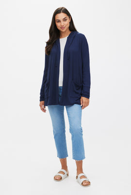 Cardigan ouvert à capuchon en jersey doux