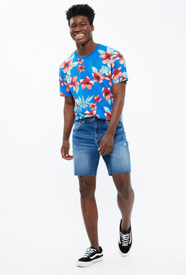 Short AERO athlétique en denim extensible max à effet destruction