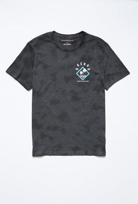 T-shirt noué-teint à imprimé de palmier avec losange AERO