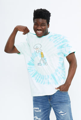 T-shirt noué-teint à imprimé Squidward et spirale