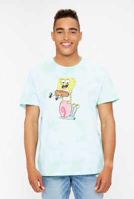 T-shirt noué-teint à imprimé Bob l'Éponge et Gary